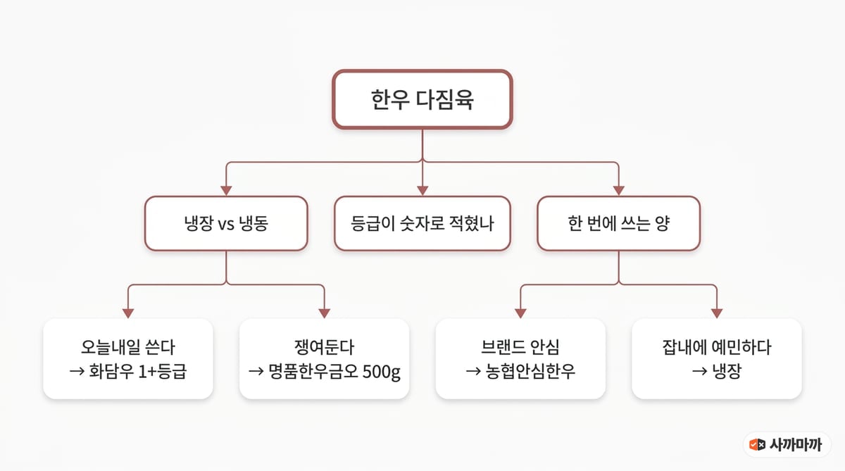 한우 다짐육 구매 실패를 피하는 조건별 분기도