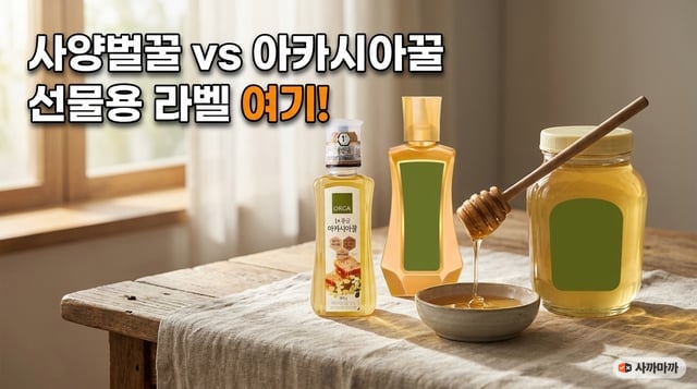 아카시아꿀 병 세 개를 리넨 위에 놓은 대표 이미지