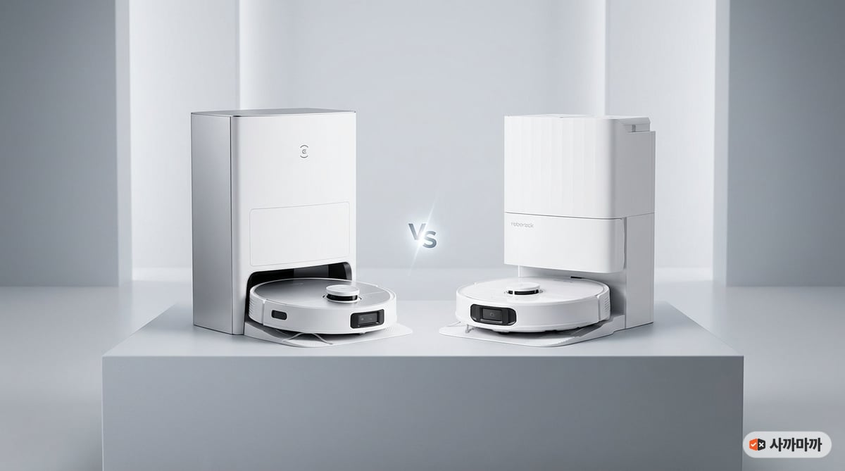 에코백스 디봇 T80 옴니와 로보락 Qrevo EdgeC 로봇청소기 올인원 스테이션 비교