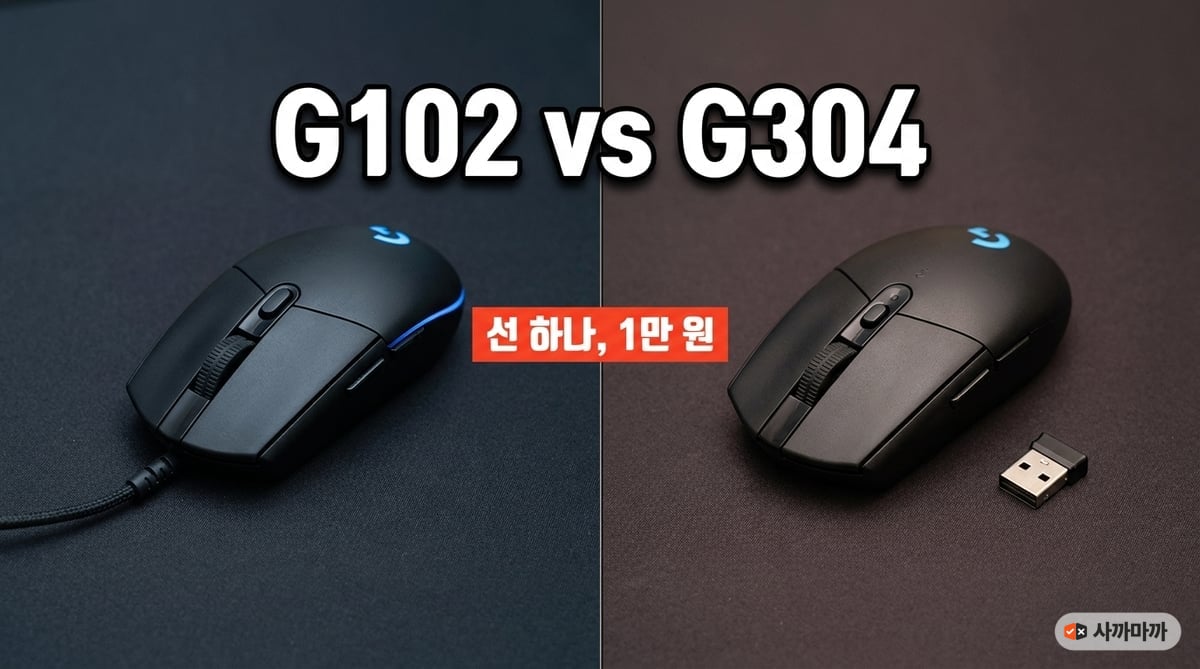 로지텍 G102 유선 마우스와 G304 무선 마우스 비교