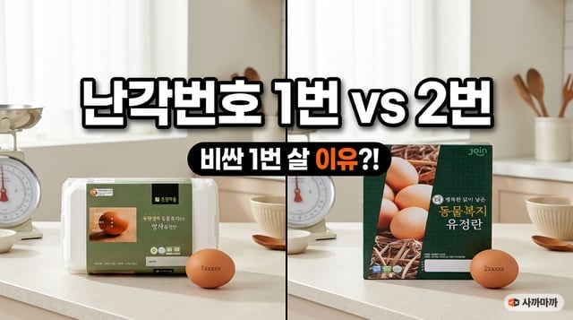 난각번호 1번 계란과 2번 계란 포장을 나란히 놓은 대표 이미지