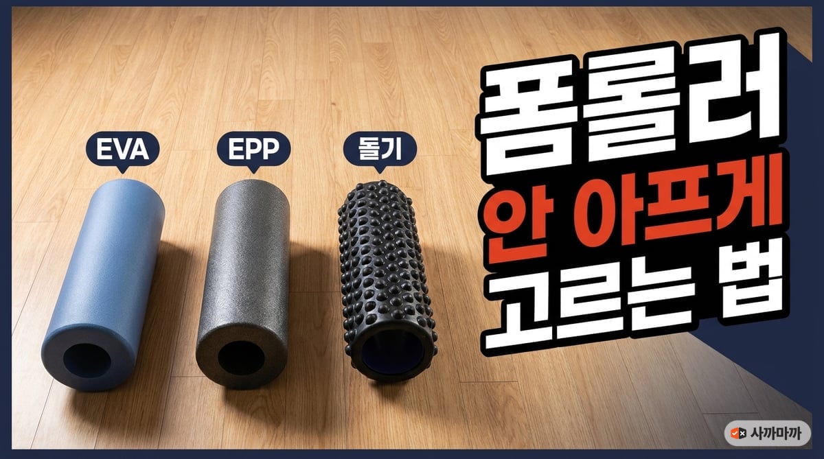 EVA·EPP·돌기형 폼롤러 세 개를 나란히 놓고 비교한 사진